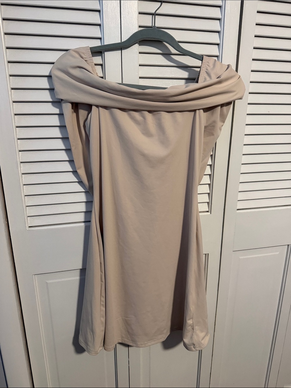 Off-Shoulder Nude Beige Dress